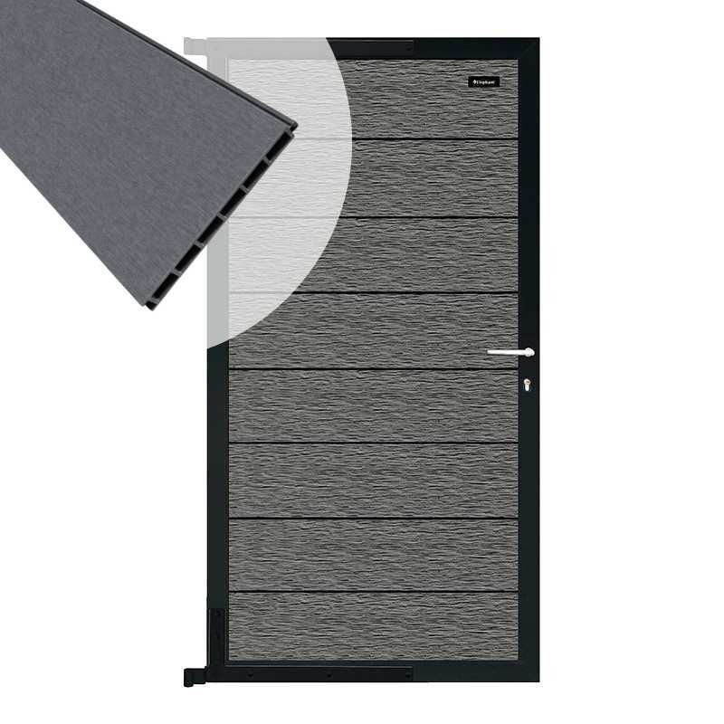 Tuindeur composiet Modular co-ex rock grey met antraciet alu frame compleet (90 x 180 cm)