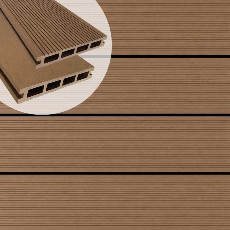 Vlonderplank composiet 2,5 x 16 cm teak ribbel/vlak