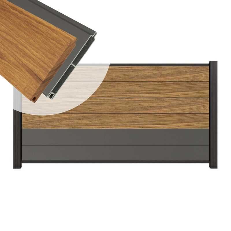 Zelfbouw schutting hardhout Mix & Match Thermo Fraké / antraciet - antraciet alu accessoires (180 x 90 cm)
