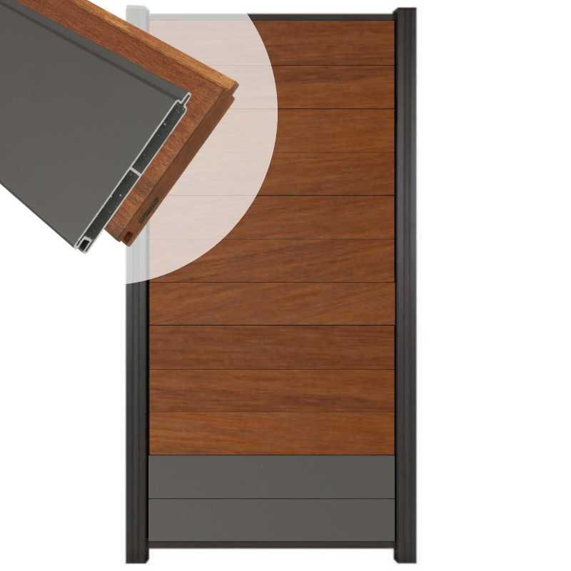 Zelfbouw schutting hardhout Mix & Match Bamboe / antraciet - antraciet alu accessoires (90 x 180 cm)