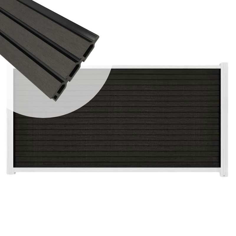 Zelfbouw schutting composiet Rhombus Triple antraciet - wit alu accessoires (180 x 90 cm)