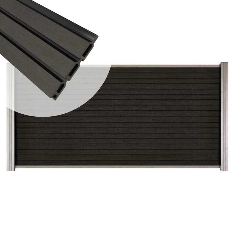 Zelfbouw schutting composiet Rhombus Triple antraciet - blank alu accessoires (180 x 90 cm)