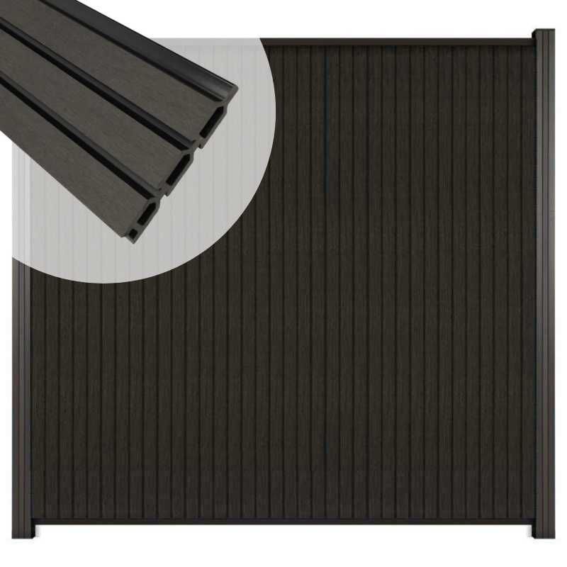 Zelfbouw schutting verticaal Rhombus Triple antraciet - antraciet alu accessoires (170 x 180 cm)