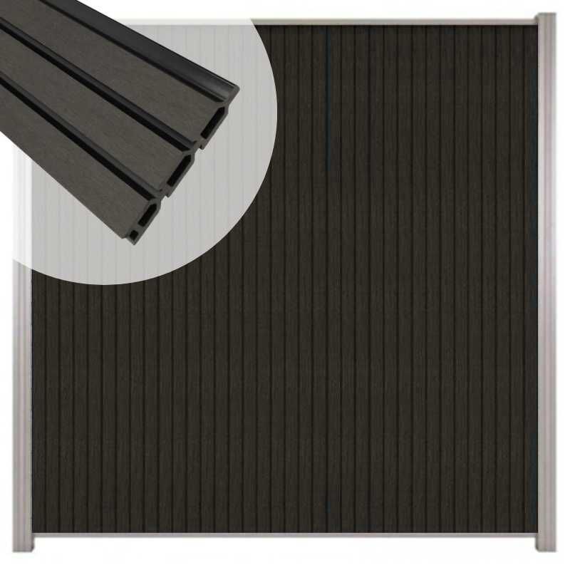 Zelfbouw schutting verticaal Rhombus Triple antraciet - blank alu accessoires (170 x 180 cm)