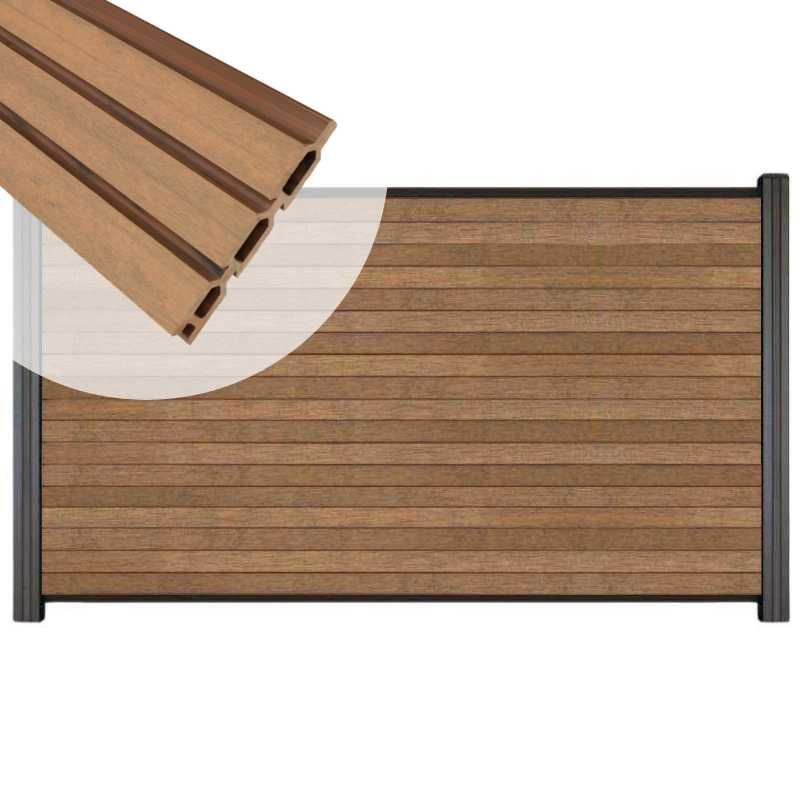 Zelfbouw schutting composiet Rhombus Triple bruin gevlamd - antraciet alu acc (180 x 90 cm)