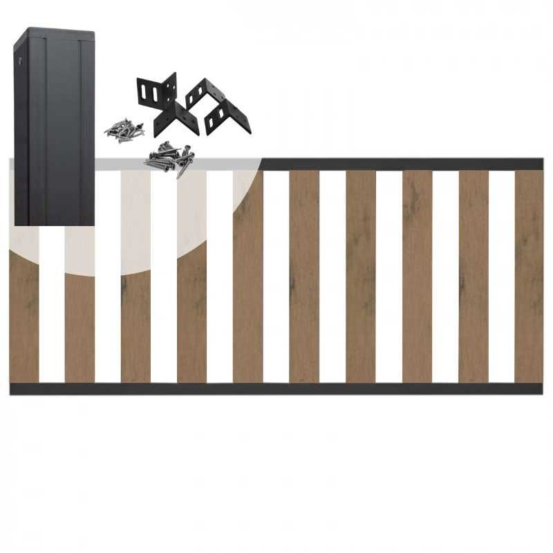 Tuinhek set composiet bruin gevlamd Design met antraciet alu frame (7,54 mtr)