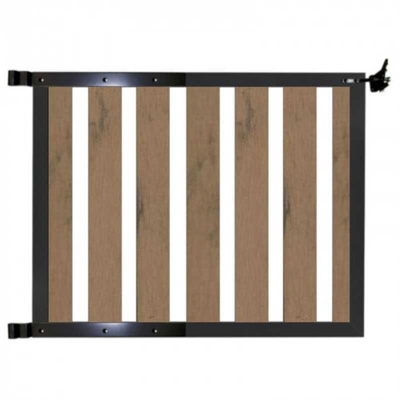 Tuinhek poort composiet Design bruin gevlamd met antraciet frame incl. hang- en sluitwerk (100 x 80 cm)