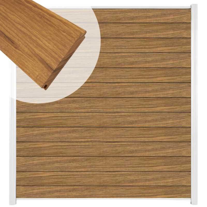 Zelfbouw schutting hardhout Mix & Match Thermo Fraké - wit alu accessoires (180 x 200 cm)