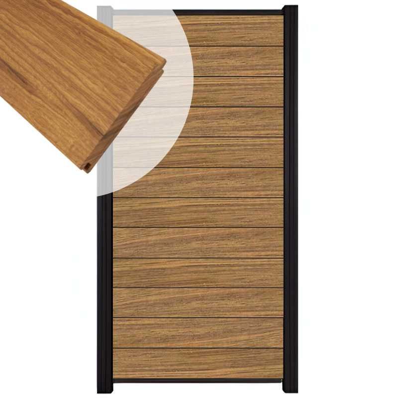 Zelfbouw schutting hardhout Mix & Match Thermo Fraké - zwart alu accessoires (90 x 180 cm)