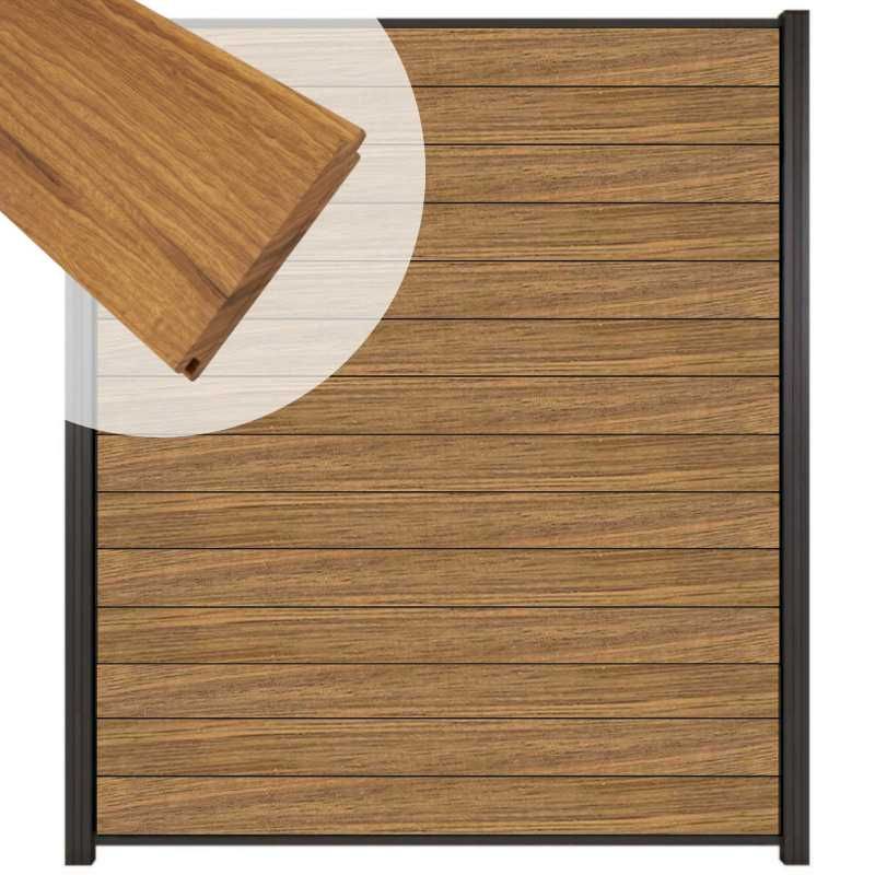 Zelfbouw schutting hardhout Mix & Match Thermo Fraké - antraciet alu accessoires (180 x 200 cm)