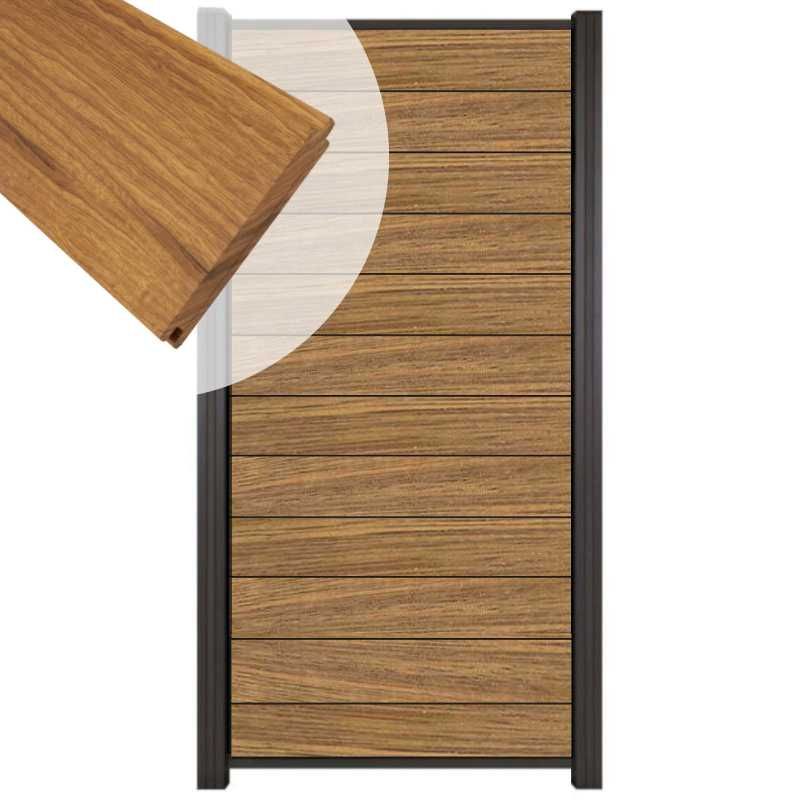 Zelfbouw schutting hardhout Mix & Match Thermo Fraké - antraciet alu accessoires (90 x 180 cm)