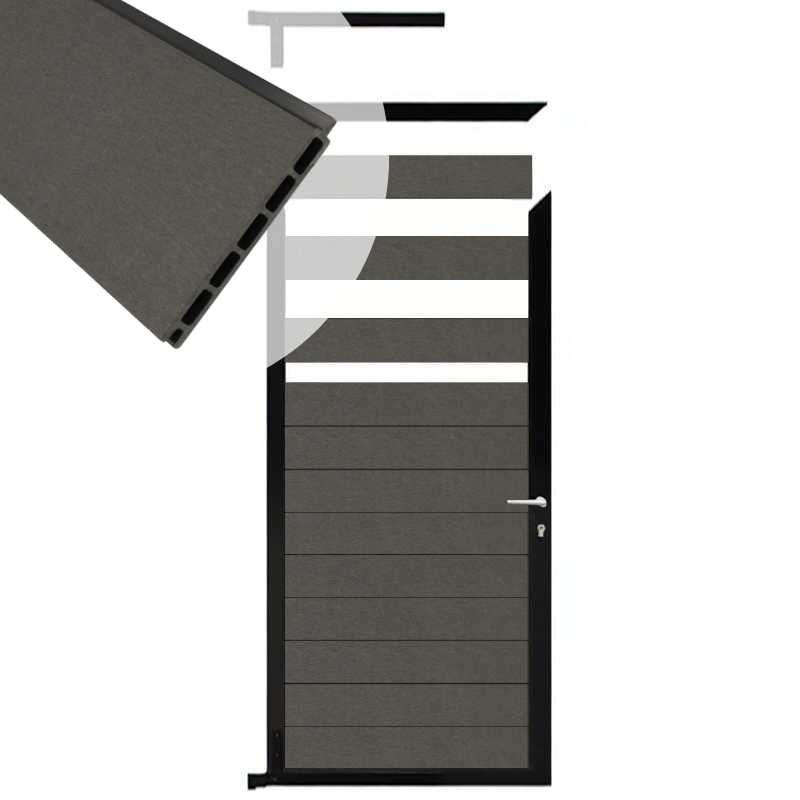 Tuindeur aluminium zwart frame Mix & Match - composiet antraciet (90 x 180 cm)