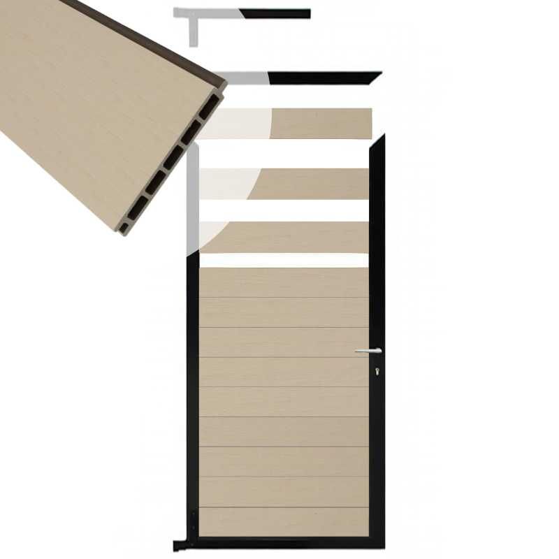 Tuindeur composiet Garda beige met zwart alu kader (90 x 180 cm)