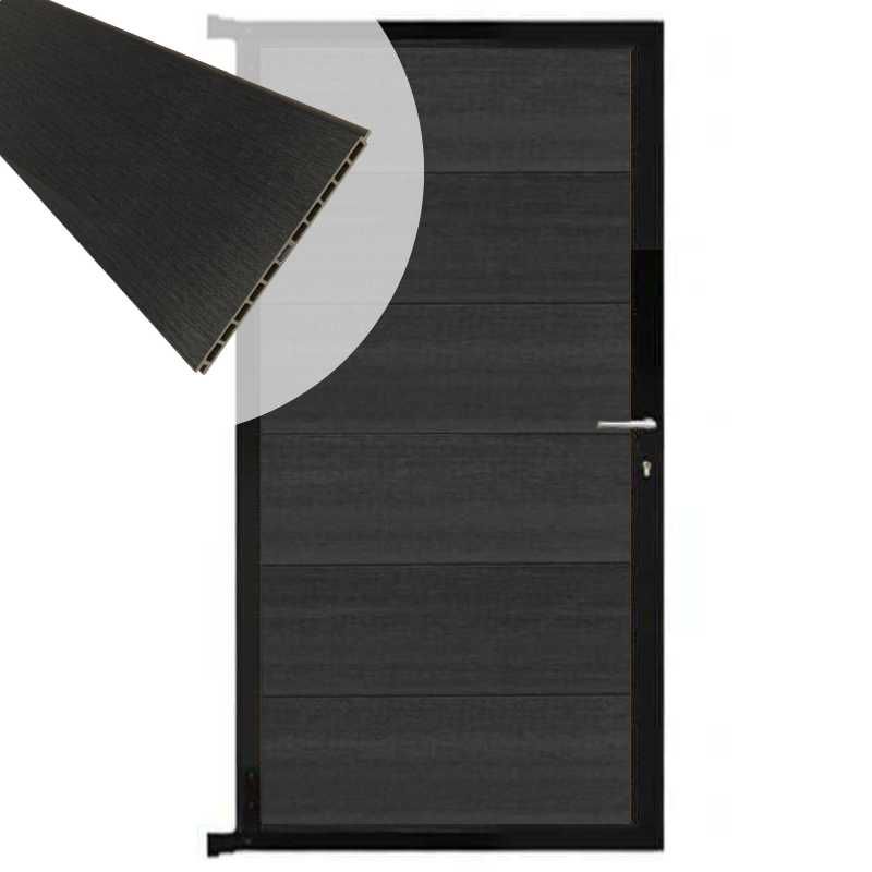 Tuindeur composiet Como antraciet met zwart alu kader (90 x 180 cm)