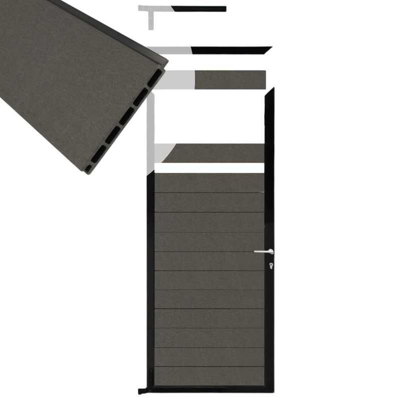 Tuindeur aluminium zwart frame Mix & Match - composiet antraciet (90 x 200 cm)