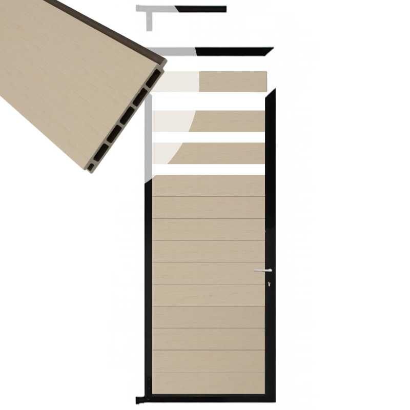 Tuindeur composiet Garda beige met zwart alu kader (90 x 200 cm)