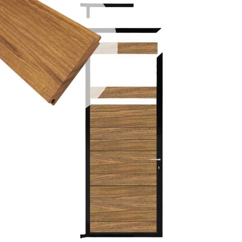 Tuindeur aluminium zwart frame Mix & Match - hardhout Thermo Fraké (90 x 200 cm)