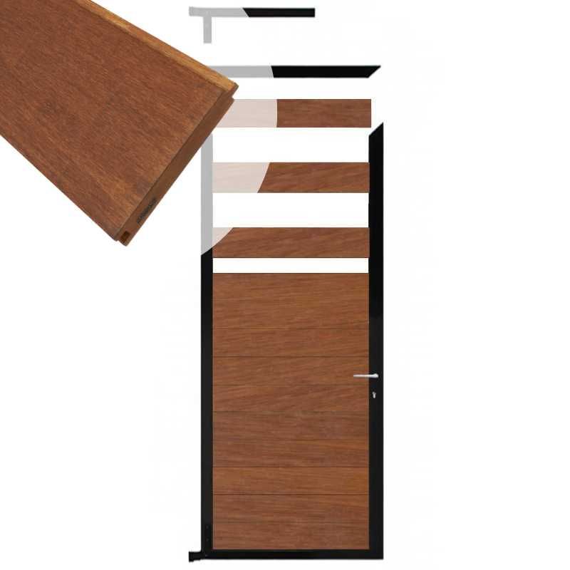 Tuindeur aluminium zwart frame Mix & Match - hardhout Bamboe (90 x 200 cm)