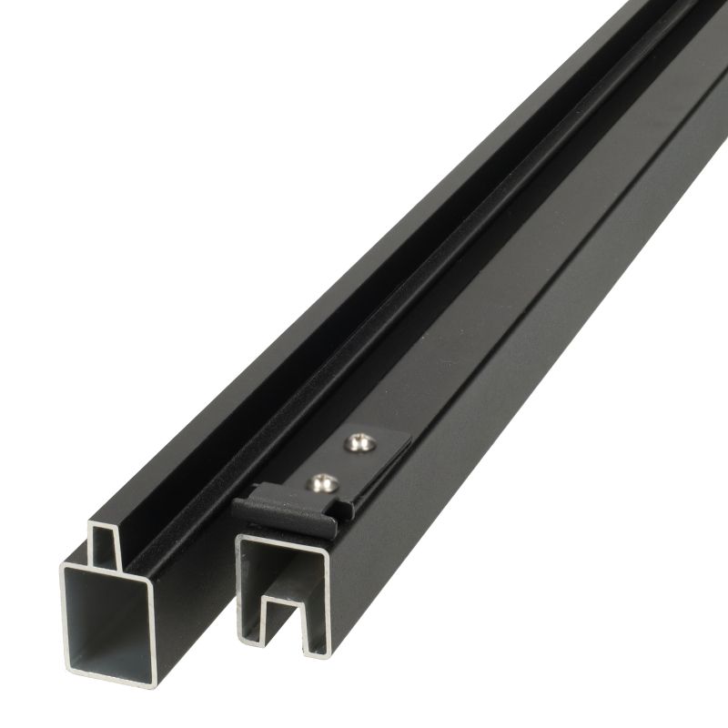 Mix & Match zelfbouwset - Onder- en bovenregel aluminium - zwart 2 x 2,5 x 180 cm