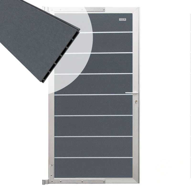 Tuindeur composiet Modular rock grey met blank aluminium frame compleet (90 x 174 cm)