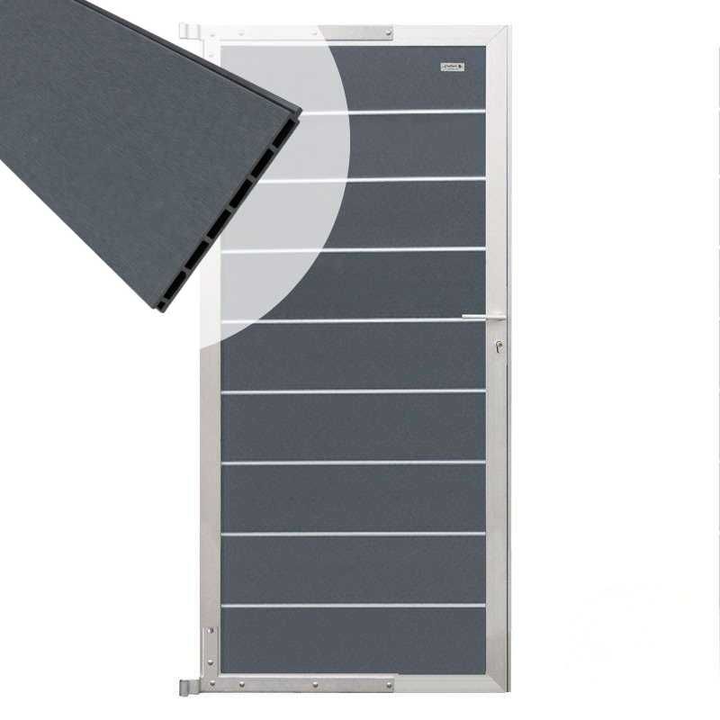 Tuindeur composiet Modular rock grey met blank aluminium frame compleet (90 x 195 cm)