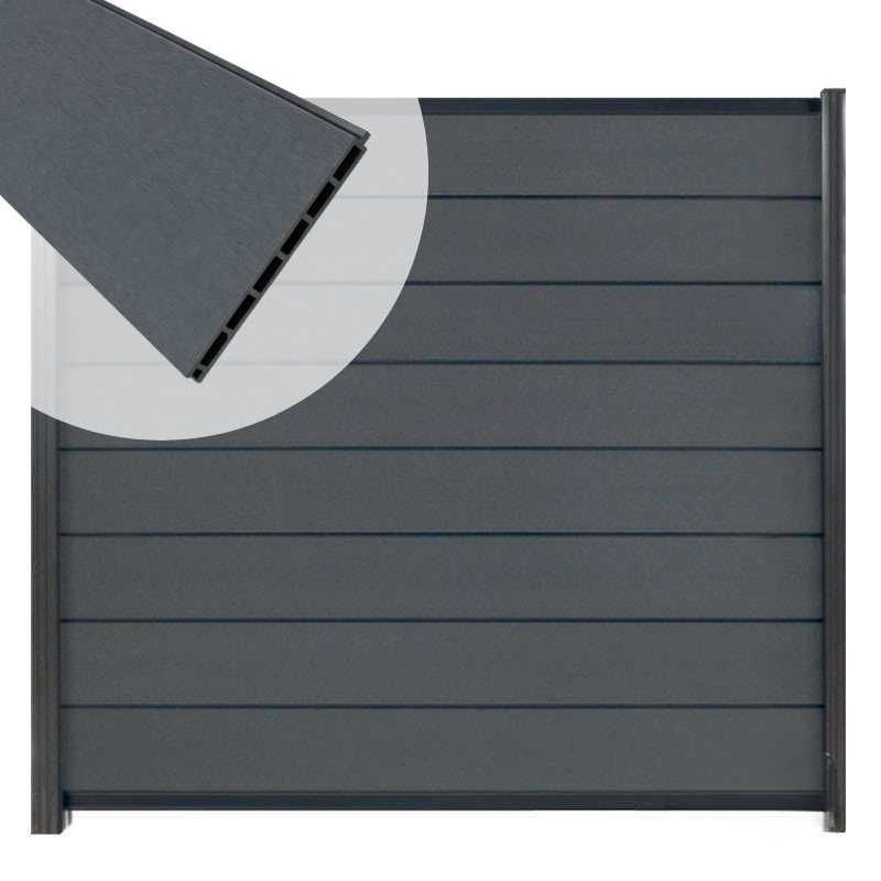 Zelfbouw schutting composiet Modular rock grey met antraciet alu accessoires (180 x 180 cm)