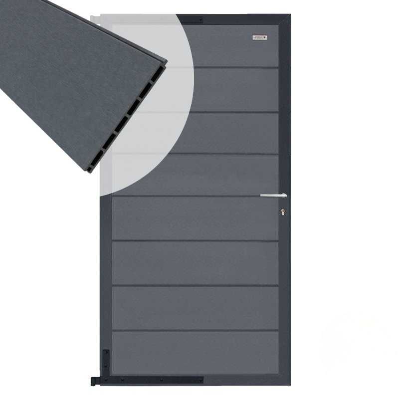 Tuindeur composiet Modular rock grey met antraciet aluminium frame compleet (90 x 180 cm)