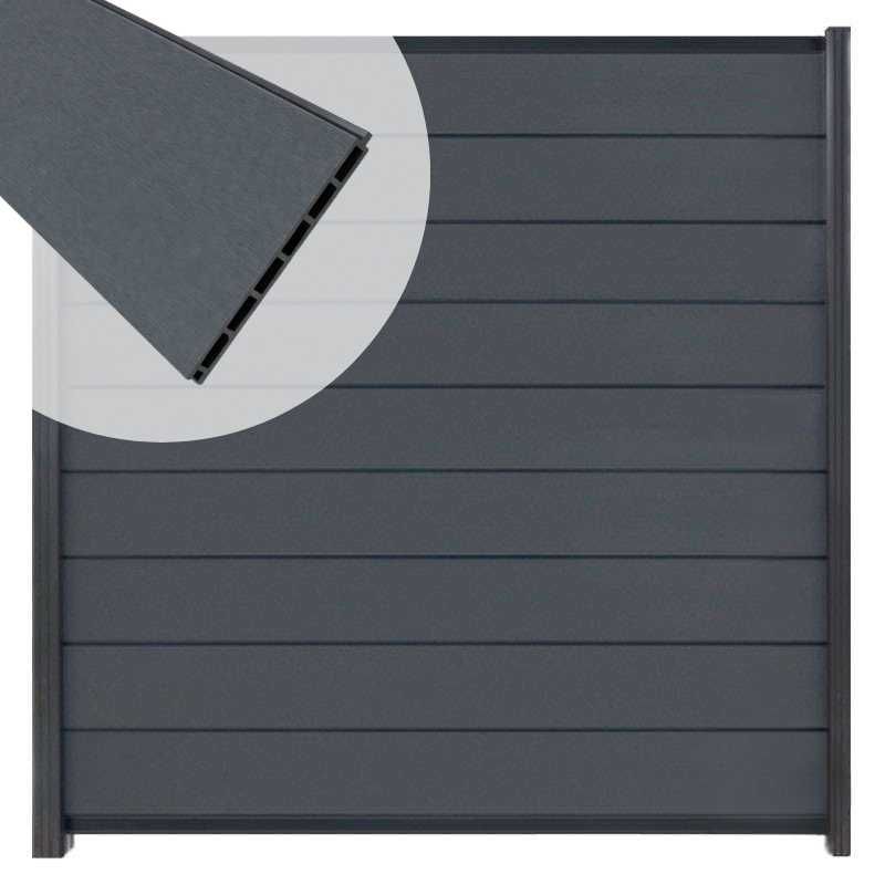 Zelfbouw schutting composiet Modular rock grey - antraciet alu accessoires (180 x 200 cm)