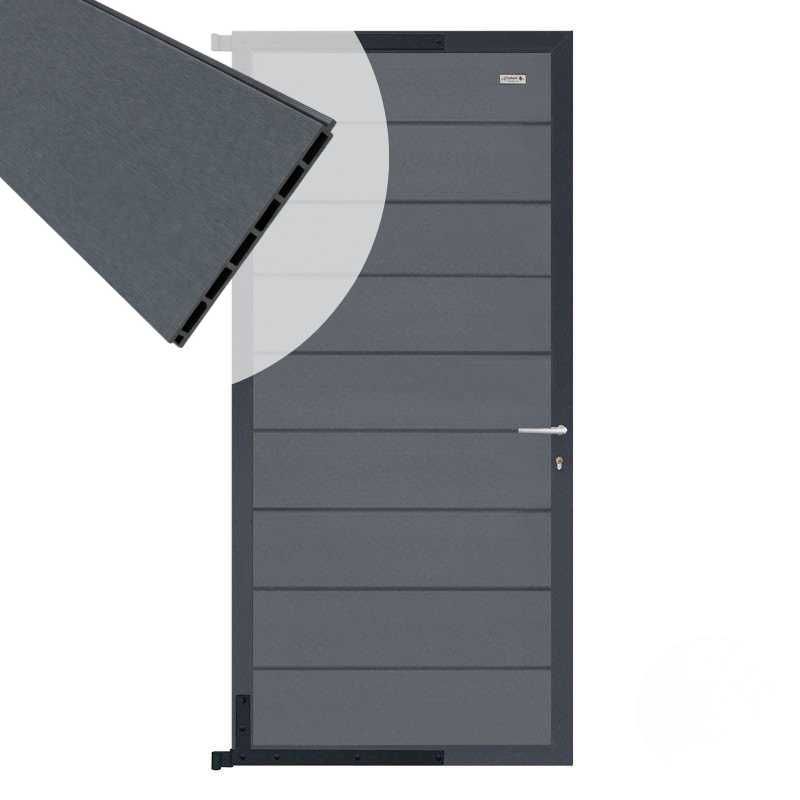 Tuindeur composiet Modular rock grey met antraciet aluminium frame compleet (90 x 195 cm)