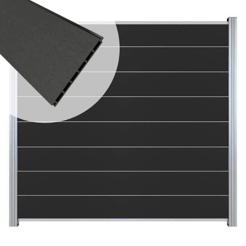 Zelfbouw schutting composiet Modular antraciet met blanke profielen (180 x 180 cm)
