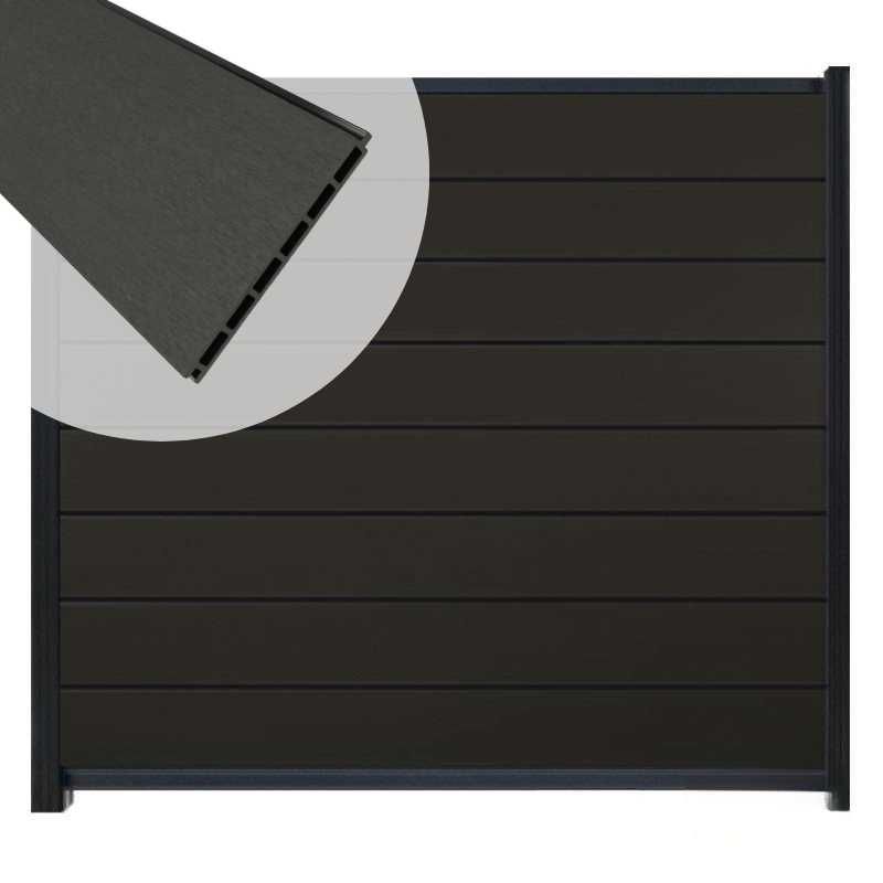 Zelfbouw schutting composiet Modular antraciet - antraciet alu accessoires (180x180 cm)