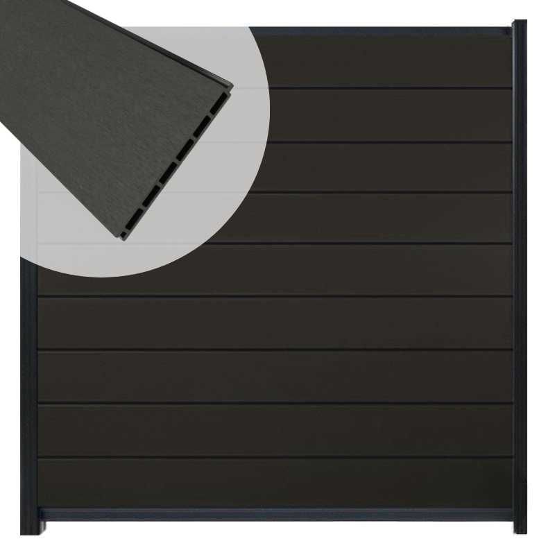 Zelfbouw schutting composiet Modular antraciet - antraciet alu accessoires (180x200 cm)