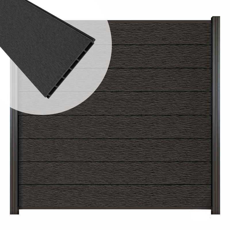 Zelfbouw schutting composiet Modular co-ex antraciet met antraciet profielen (180 x 180 cm)