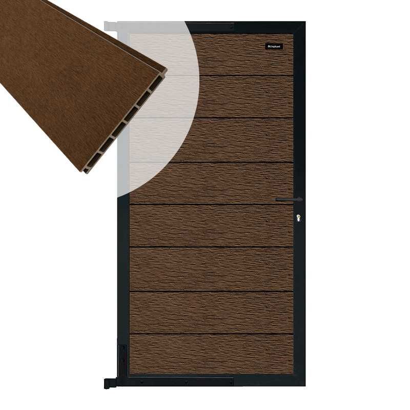 Tuindeur composiet Modular co-ex natural brown met zwart frame compleet (90 x 180 cm)