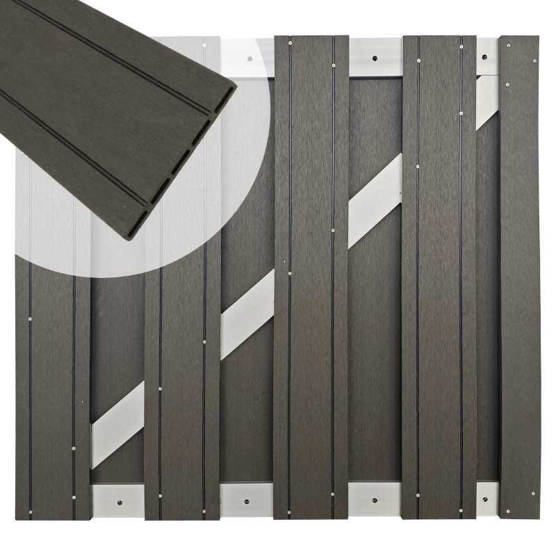 Tuinhek poort composiet Stijl antraciet met alu frame incl. hang- en sluitwerk (100 x 93,5 cm)