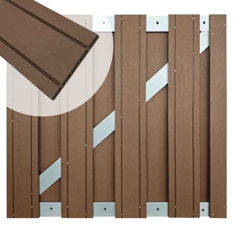 Tuinhek poort composiet Stijl bruin met alu frame incl. hang- en sluitwerk (100 x 93,5 cm)