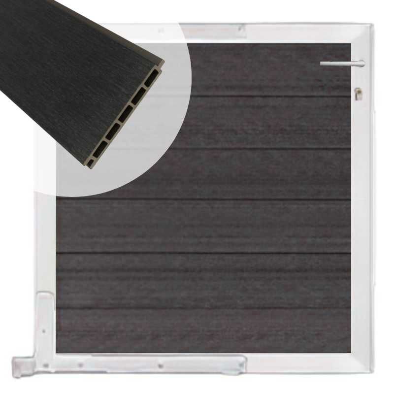 Tuinpoort composiet Garda antraciet met blank alu kader (90 x 90cm)