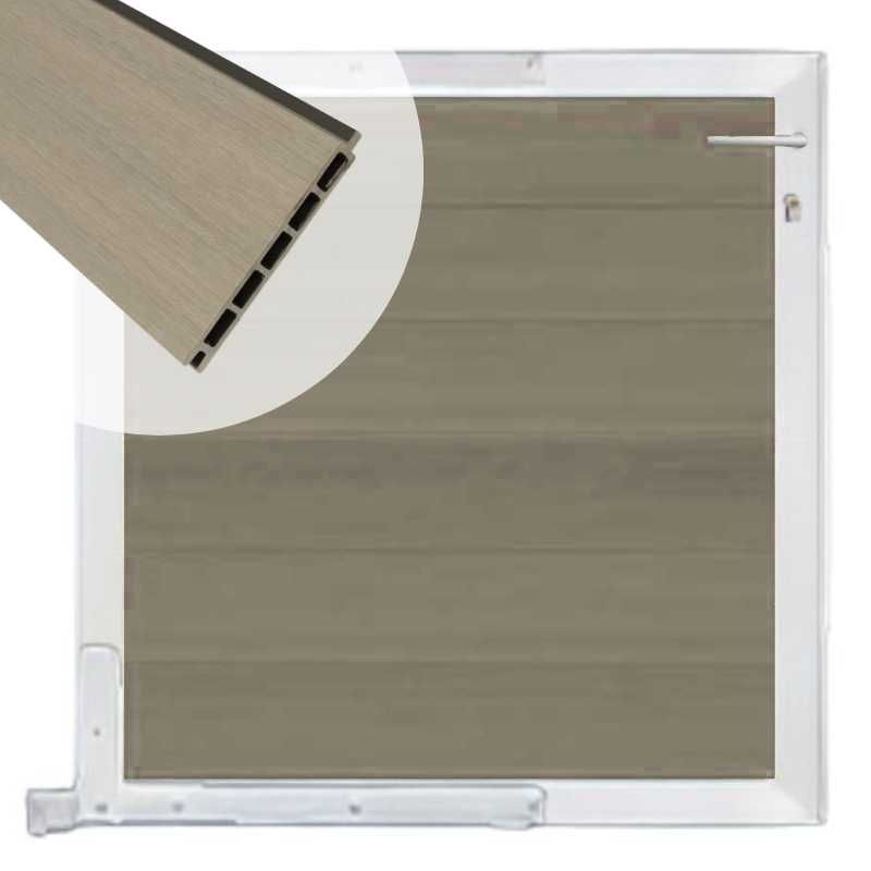 Tuinpoort composiet Garda vergrijsd bruin met blank alu kader (90 x 90cm)