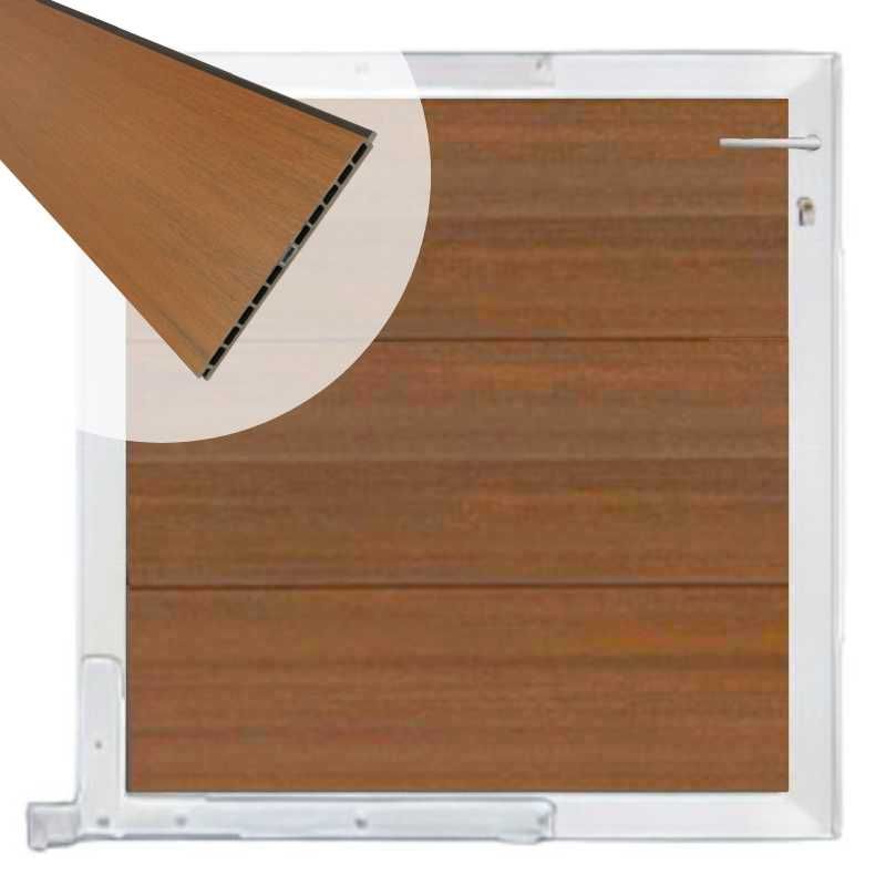 Tuinpoort composiet Como teak met blank alu kader (90 x 90 cm)