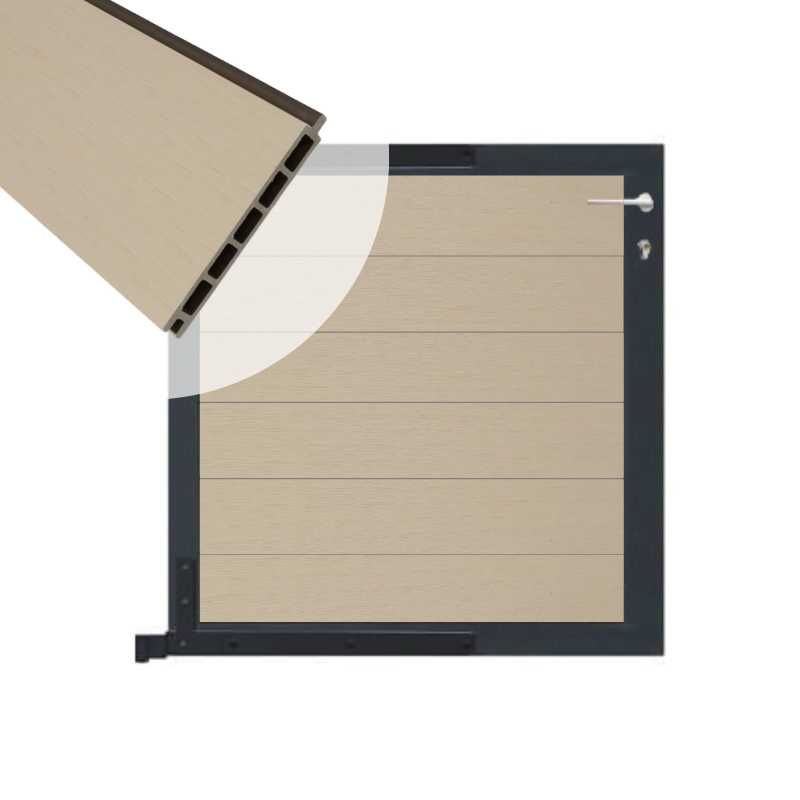 Tuinpoort composiet Garda beige met antraciet alu kader (90 x 90cm)
