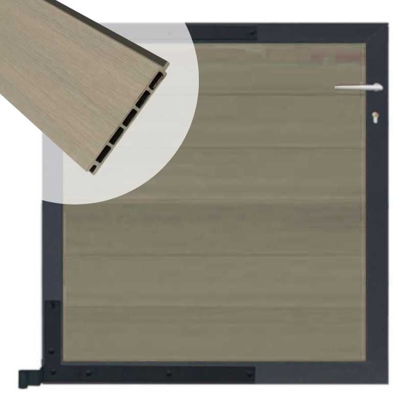 Tuinpoort composiet Garda vergrijsd bruin met antraciet alu kader (90 x 90cm)