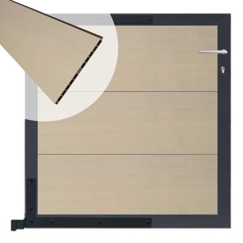 Tuinpoort composiet Como beige met antraciet alu kader (90 x 90 cm)