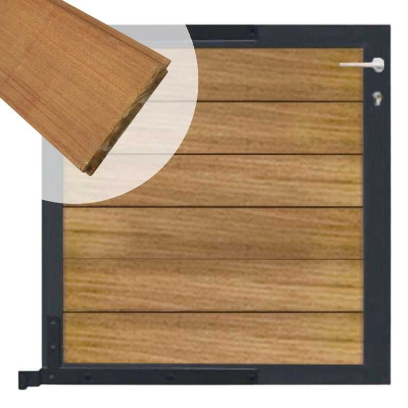 Tuinpoort aluminium antraciet frame Mix & Match - hardhout Ipé (90 x 90 cm)