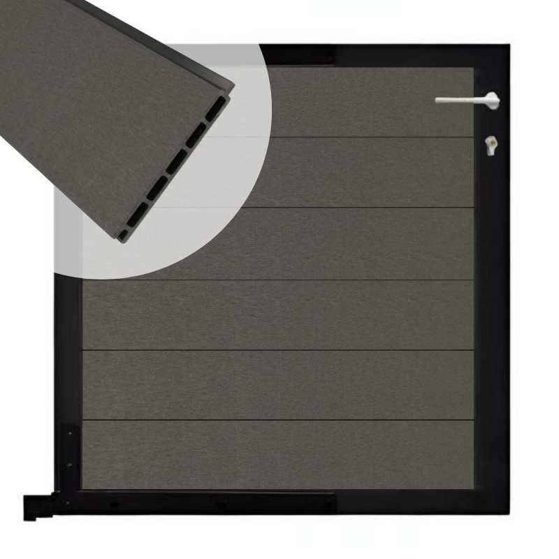 Tuinpoort aluminium zwart frame Mix & Match - composiet antraciet (90 x 90 cm)