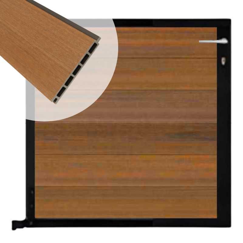 Tuinpoort composiet Garda teak met zwart alu kader (90 x 90cm)