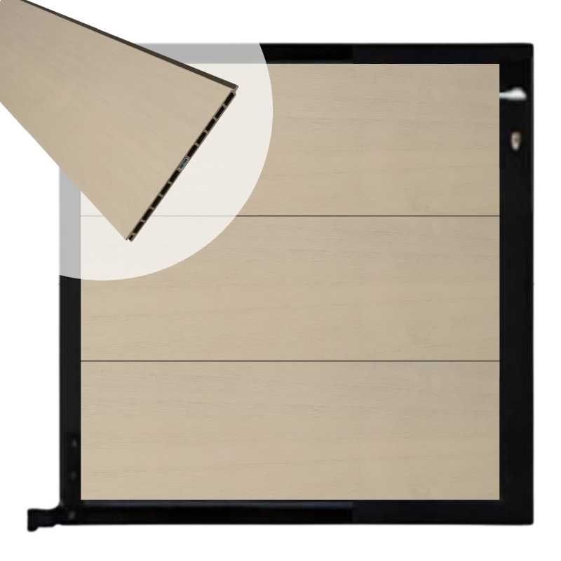 Tuinpoort composiet Como beige met zwart alu kader (90 x 90 cm)