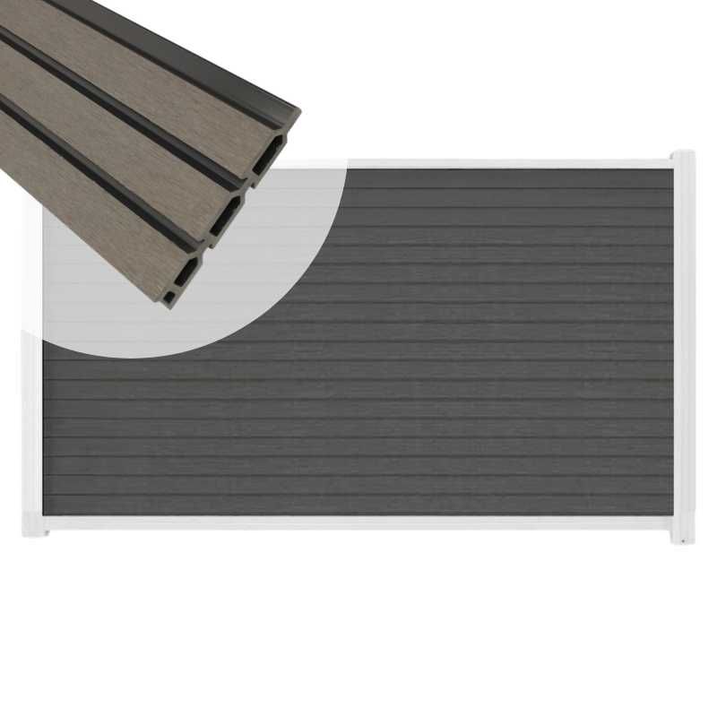 Zelfbouw schutting composiet Rhombus Triple rock grey - wit alu accessoires (180 x 90 cm)