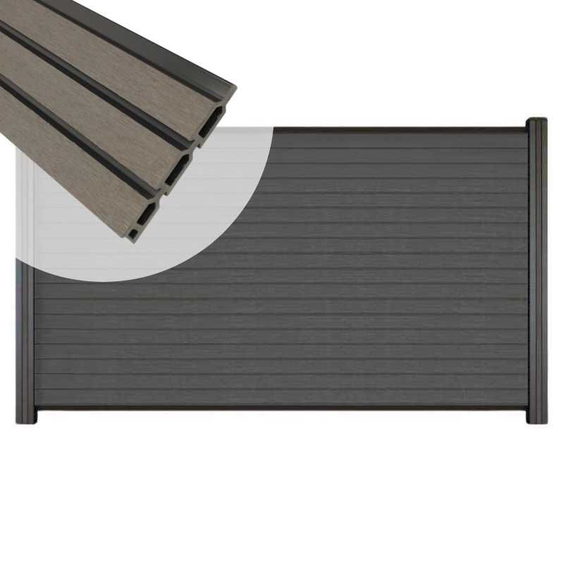 Zelfbouw schutting composiet Rhombus Triple rock grey - antraciet alu accessoires (180 x 90 cm)