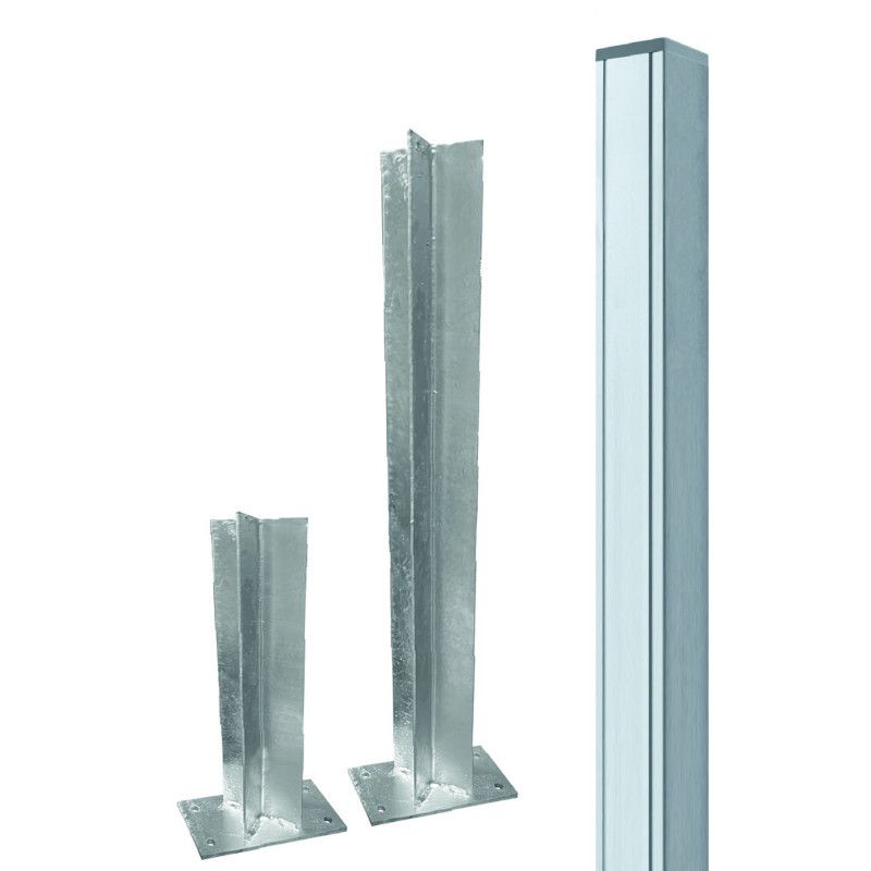 Tuinpaal aluminium blank met houten kern (6,8 x 6,8 x 186 cm) incl verankering set