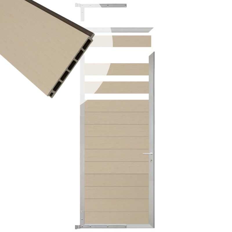 Tuindeur composiet Garda beige met blank alu kader (90 x 200 cm)